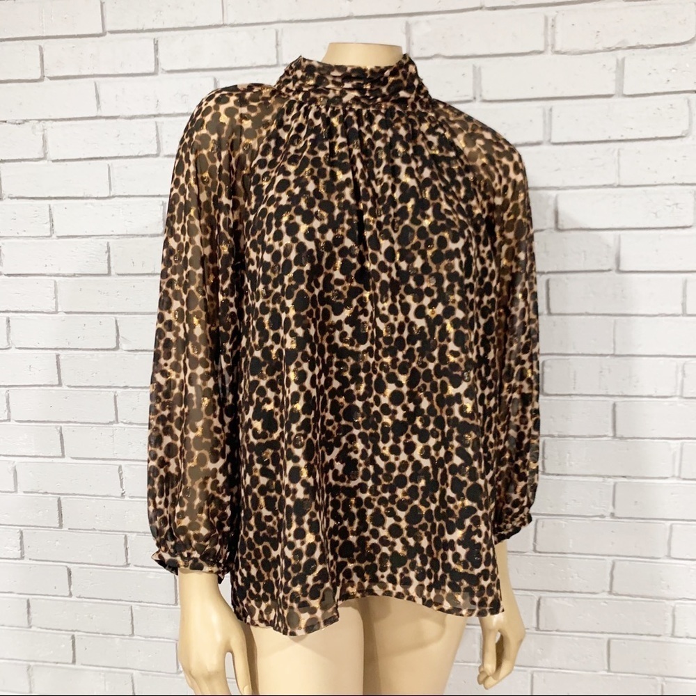 Sanctuary New Heights Metallic Animal Print‎ Blouse - Picture 9 of 10